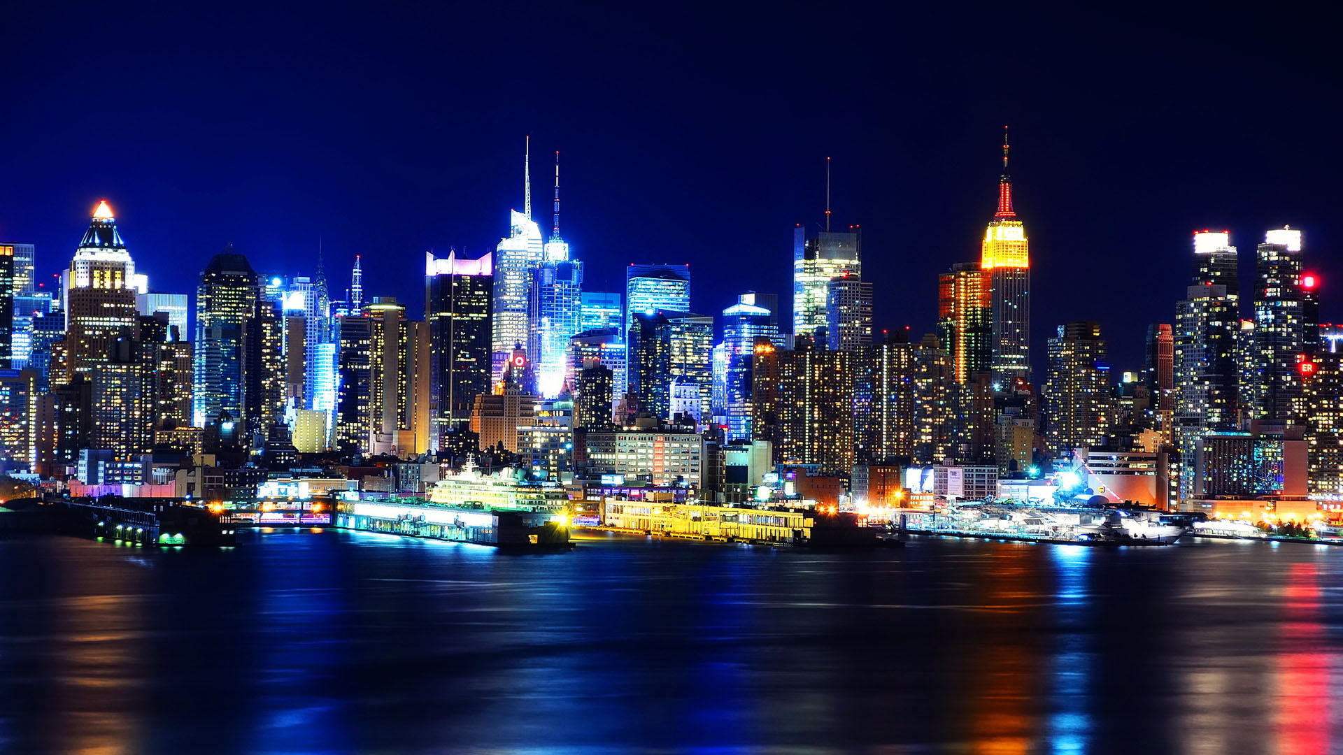 empire state building night light new york city wallpapers download